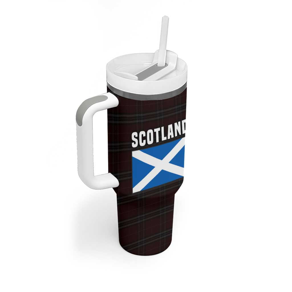 Scotland Tumbler With Handle with Red Blue Tartan Pattern with Unicorn Illustration Saltire Flag and Where Tartan Meets Myth Quote Design - Wonder Print Shop