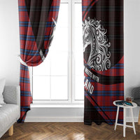 Scotland Window Curtain with Red Blue Tartan Pattern with Unicorn Illustration Saltire Flag and Where Tartan Meets Myth Quote Design - Wonder Print Shop