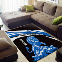 Scotland Lion Area Rug with Blue and White Saltire and Tartan Pattern - Wonder Print Shop