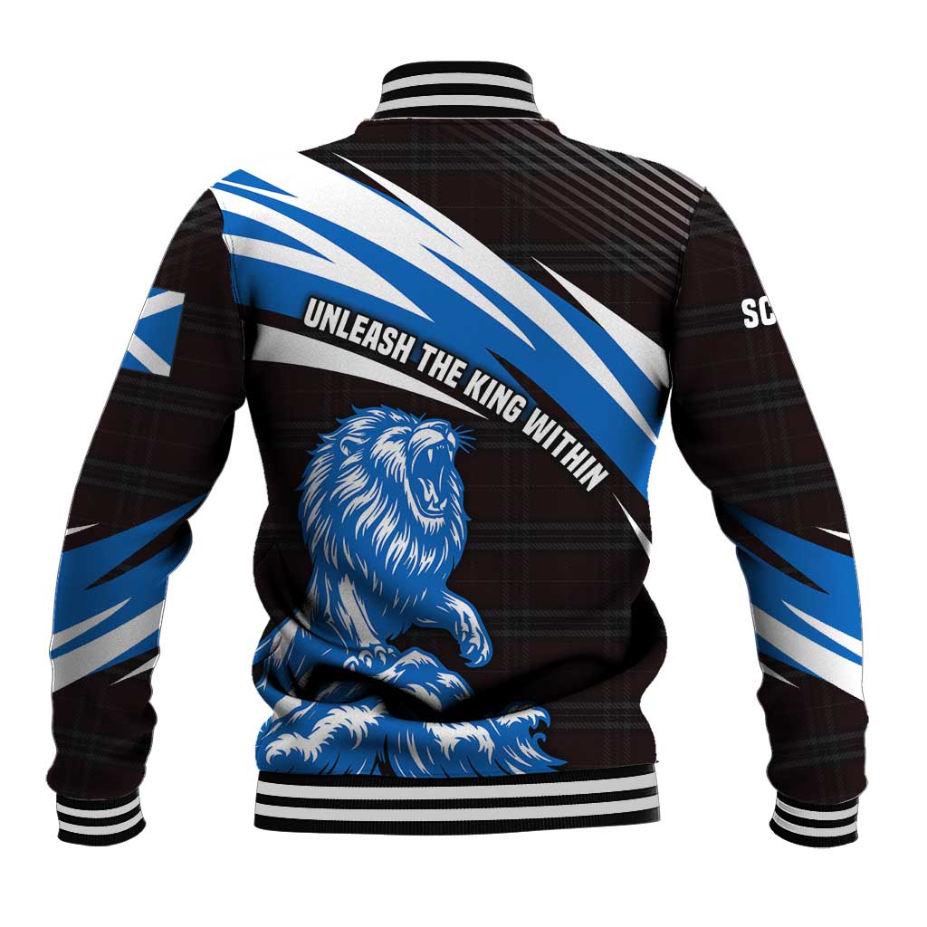 Scotland Lion Baseball Jacket with Blue and White Saltire and Tartan Pattern - Wonder Print Shop