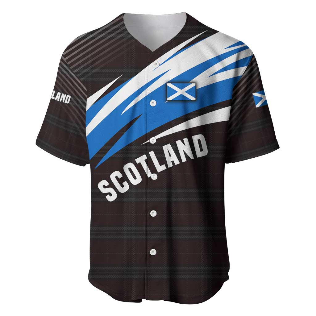 Scotland Lion Baseball Jersey with Blue and White Saltire and Tartan Pattern - Wonder Print Shop