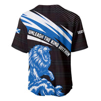 Scotland Lion Baseball Jersey with Blue and White Saltire and Tartan Pattern - Wonder Print Shop