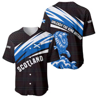 Scotland Lion Baseball Jersey with Blue and White Saltire and Tartan Pattern - Wonder Print Shop