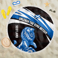 Scotland Lion Beach Blanket with Blue and White Saltire and Tartan Pattern - Wonder Print Shop