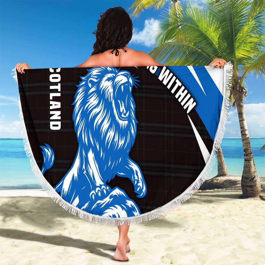 Scotland Lion Beach Blanket with Blue and White Saltire and Tartan Pattern - Wonder Print Shop
