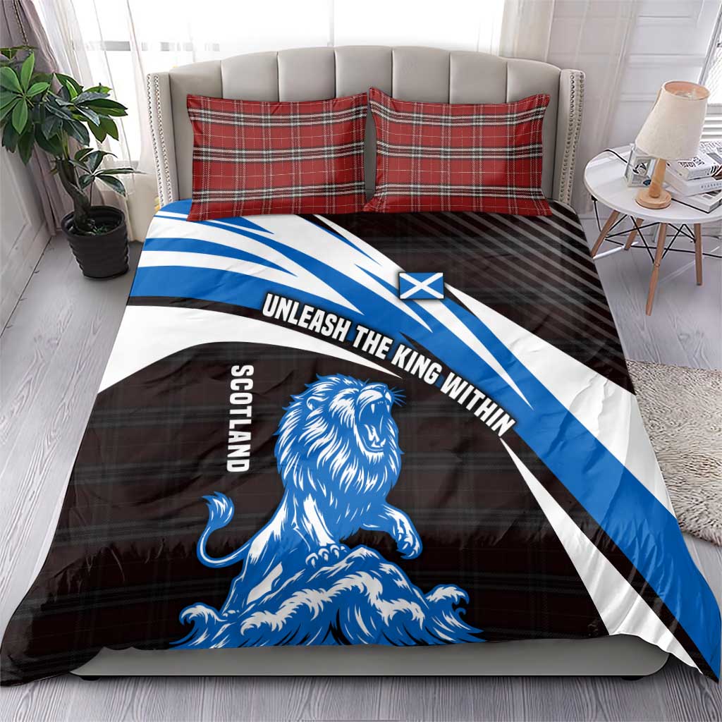 Scotland Lion Bedding Set with Blue and White Saltire and Tartan Pattern - Wonder Print Shop