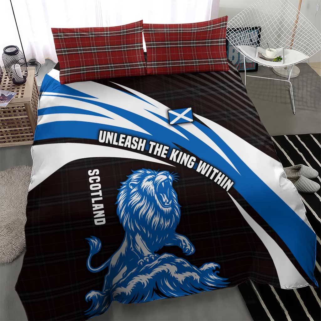 Scotland Lion Bedding Set with Blue and White Saltire and Tartan Pattern - Wonder Print Shop