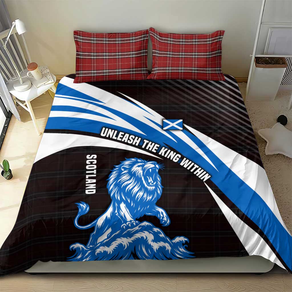 Scotland Lion Bedding Set with Blue and White Saltire and Tartan Pattern - Wonder Print Shop