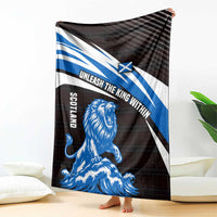 Scotland Lion Blanket with Blue and White Saltire and Tartan Pattern - Wonder Print Shop