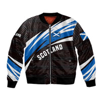 Scotland Lion Bomber Jacket with Blue and White Saltire and Tartan Pattern - Wonder Print Shop