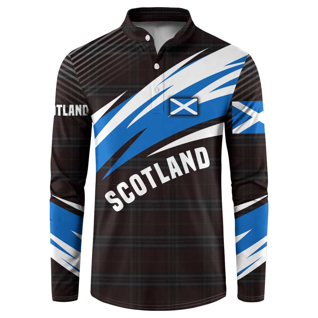Scotland Lion Button Sweatshirt with Blue and White Saltire and Tartan Pattern - Wonder Print Shop