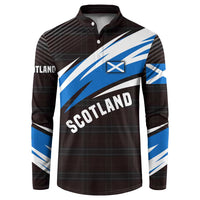 Scotland Lion Button Sweatshirt with Blue and White Saltire and Tartan Pattern - Wonder Print Shop
