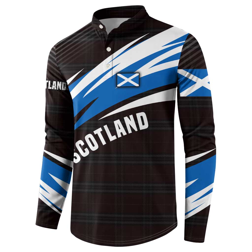 Scotland Lion Button Sweatshirt with Blue and White Saltire and Tartan Pattern - Wonder Print Shop