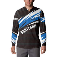 Scotland Lion Button Sweatshirt with Blue and White Saltire and Tartan Pattern - Wonder Print Shop
