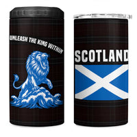 Scotland Lion 4 in 1 Can Cooler Tumbler with Blue and White Saltire and Tartan Pattern - Wonder Print Shop