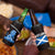 Scotland Lion 4 in 1 Can Cooler Tumbler with Blue and White Saltire and Tartan Pattern - Wonder Print Shop