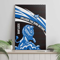 Scotland Lion Canvas Wall Art with Blue and White Saltire and Tartan Pattern - Wonder Print Shop