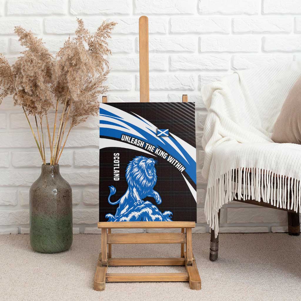 Scotland Lion Canvas Wall Art with Blue and White Saltire and Tartan Pattern - Wonder Print Shop