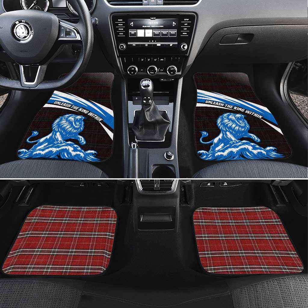 Scotland Lion Car Mats with Blue and White Saltire and Tartan Pattern - Wonder Print Shop
