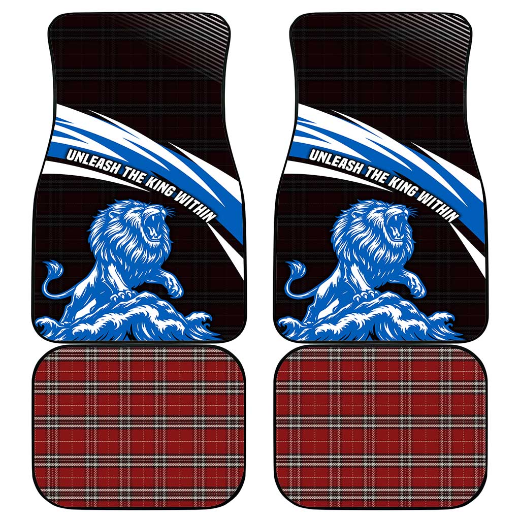 Scotland Lion Car Mats with Blue and White Saltire and Tartan Pattern - Wonder Print Shop