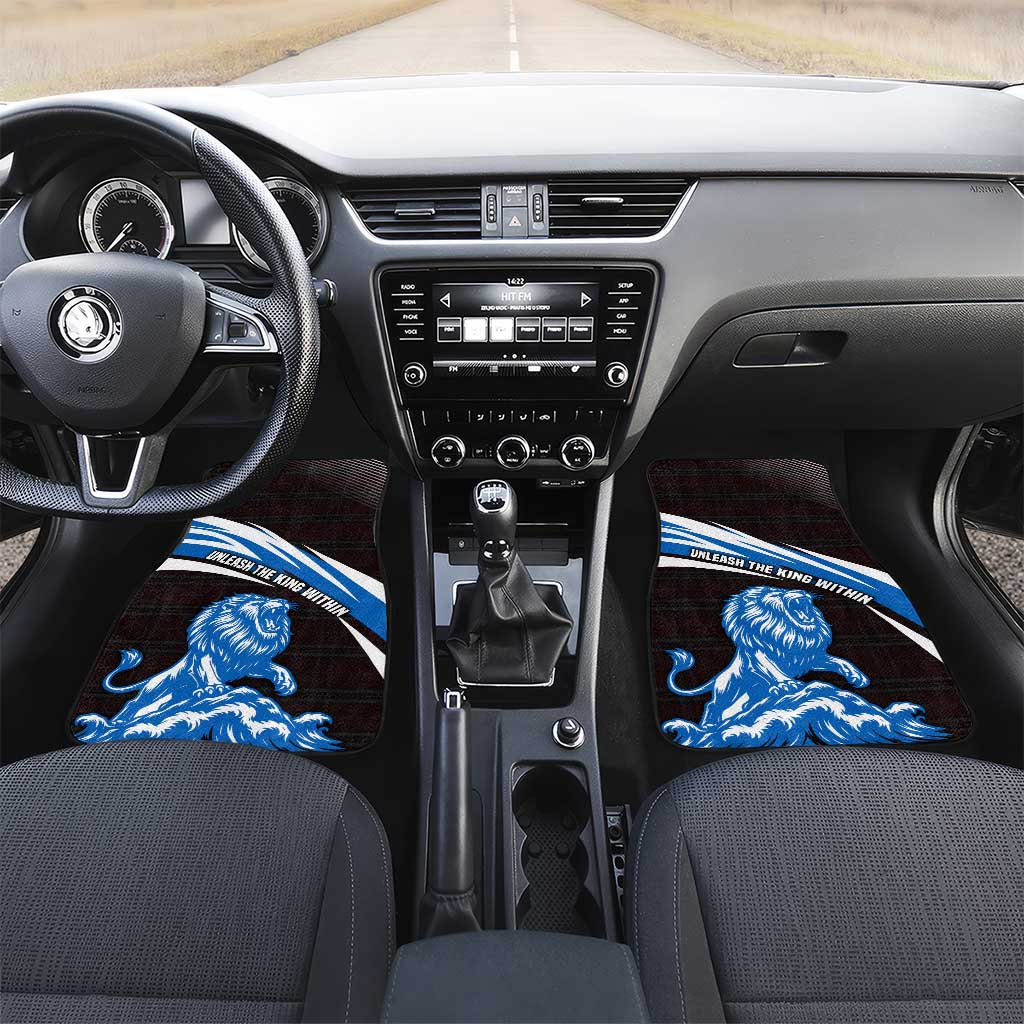 Scotland Lion Car Mats with Blue and White Saltire and Tartan Pattern - Wonder Print Shop