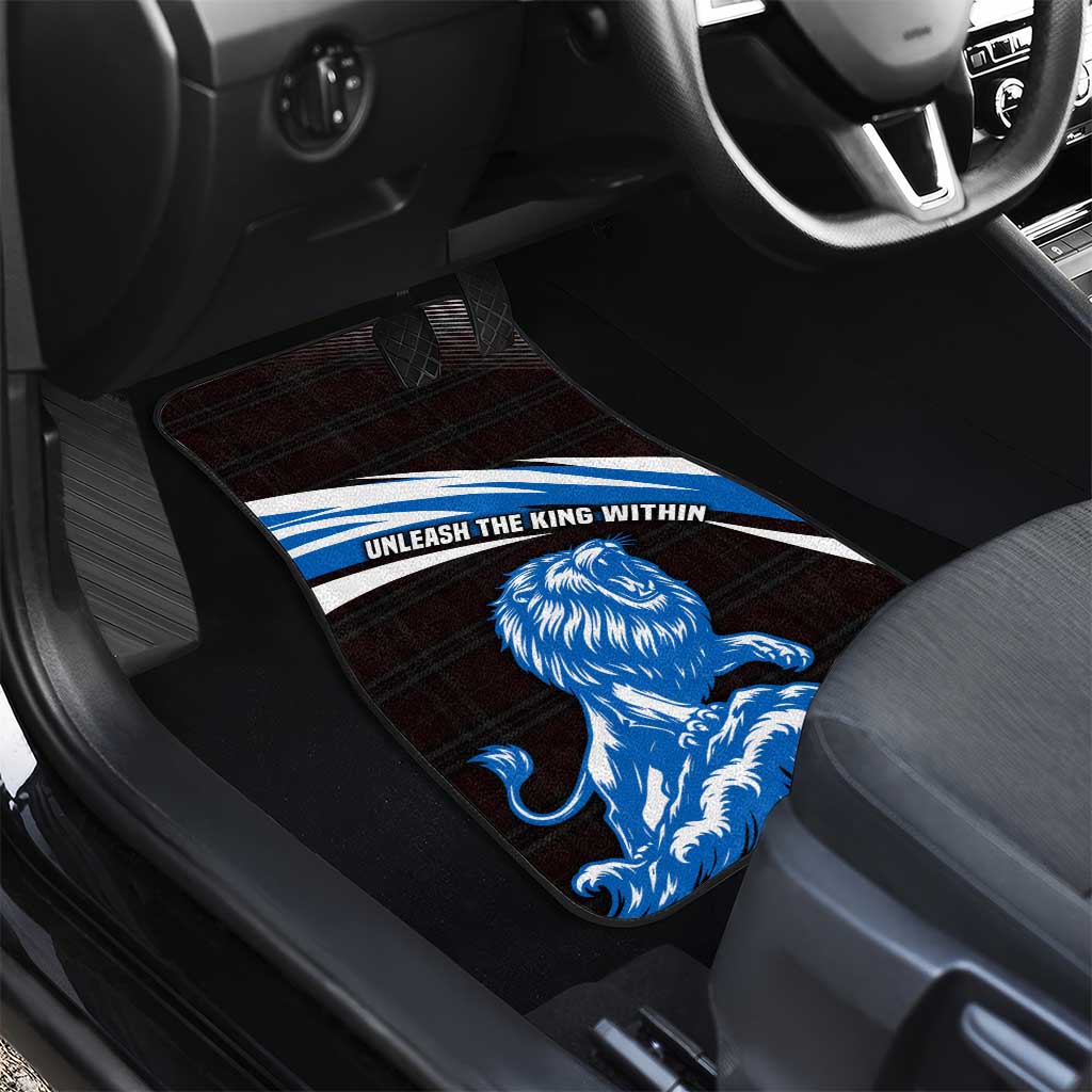 Scotland Lion Car Mats with Blue and White Saltire and Tartan Pattern - Wonder Print Shop