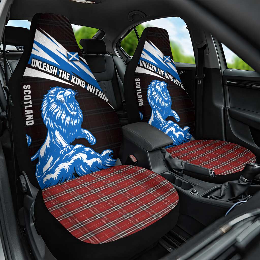 Scotland Lion Car Seat Cover with Blue and White Saltire and Tartan Pattern - Wonder Print Shop