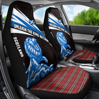 Scotland Lion Car Seat Cover with Blue and White Saltire and Tartan Pattern - Wonder Print Shop