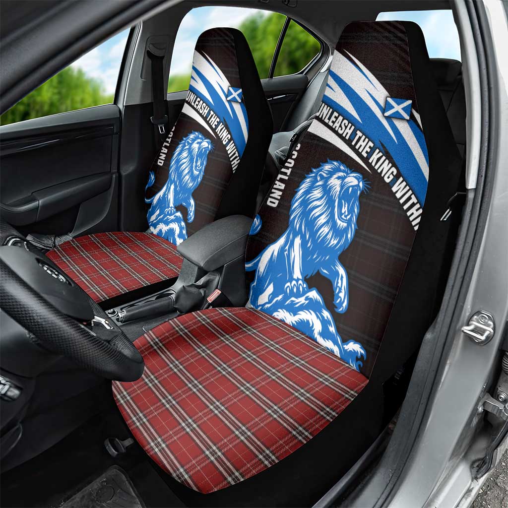Scotland Lion Car Seat Cover with Blue and White Saltire and Tartan Pattern - Wonder Print Shop