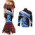 Scotland Lion Couples Matching Mermaid Dress and Long Sleeve Button Shirt with Blue and White Saltire and Tartan Pattern - Wonder Print Shop