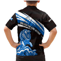 Scotland Lion Family Matching Mermaid Dress and Hawaiian Shirt with Blue and White Saltire and Tartan Pattern - Wonder Print Shop