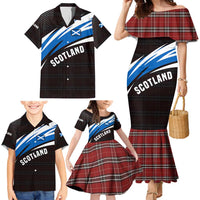 Scotland Lion Family Matching Mermaid Dress and Hawaiian Shirt with Blue and White Saltire and Tartan Pattern - Wonder Print Shop
