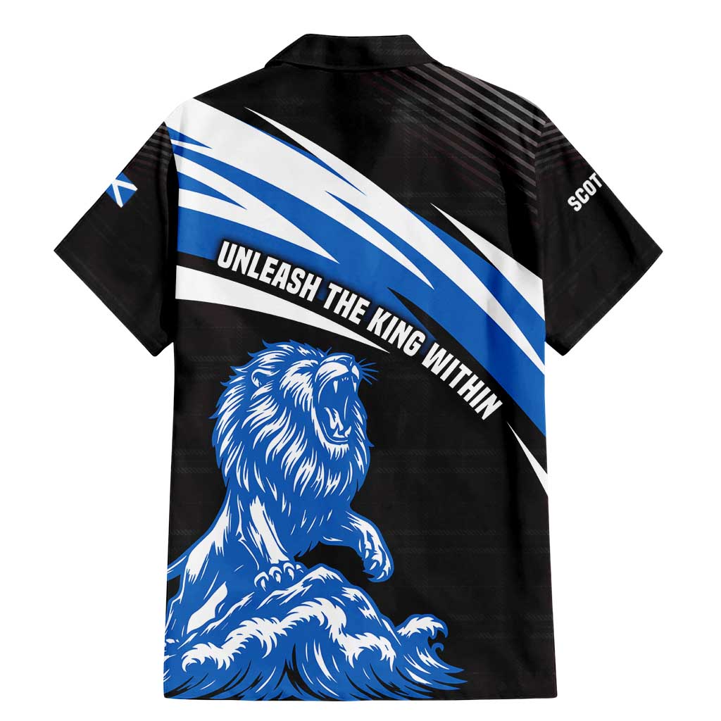 Scotland Lion Family Matching Mermaid Dress and Hawaiian Shirt with Blue and White Saltire and Tartan Pattern - Wonder Print Shop