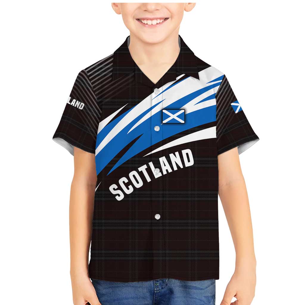 Scotland Lion Family Matching Mermaid Dress and Hawaiian Shirt with Blue and White Saltire and Tartan Pattern - Wonder Print Shop