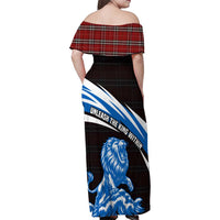 Scotland Lion Family Matching Off Shoulder Maxi Dress and Hawaiian Shirt with Blue and White Saltire and Tartan Pattern - Wonder Print Shop