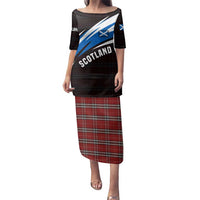 Scotland Lion Family Matching Puletasi and Hawaiian Shirt with Blue and White Saltire and Tartan Pattern - Wonder Print Shop