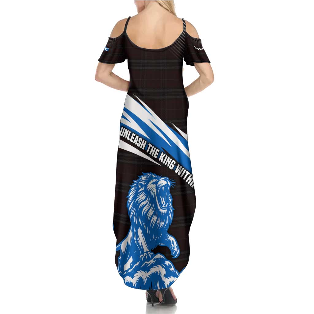 Scotland Lion Family Matching Summer Maxi Dress and Hawaiian Shirt with Blue and White Saltire and Tartan Pattern - Wonder Print Shop