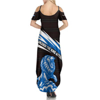 Scotland Lion Family Matching Summer Maxi Dress and Hawaiian Shirt with Blue and White Saltire and Tartan Pattern - Wonder Print Shop