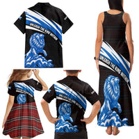 Scotland Lion Family Matching Tank Maxi Dress and Hawaiian Shirt with Blue and White Saltire and Tartan Pattern - Wonder Print Shop