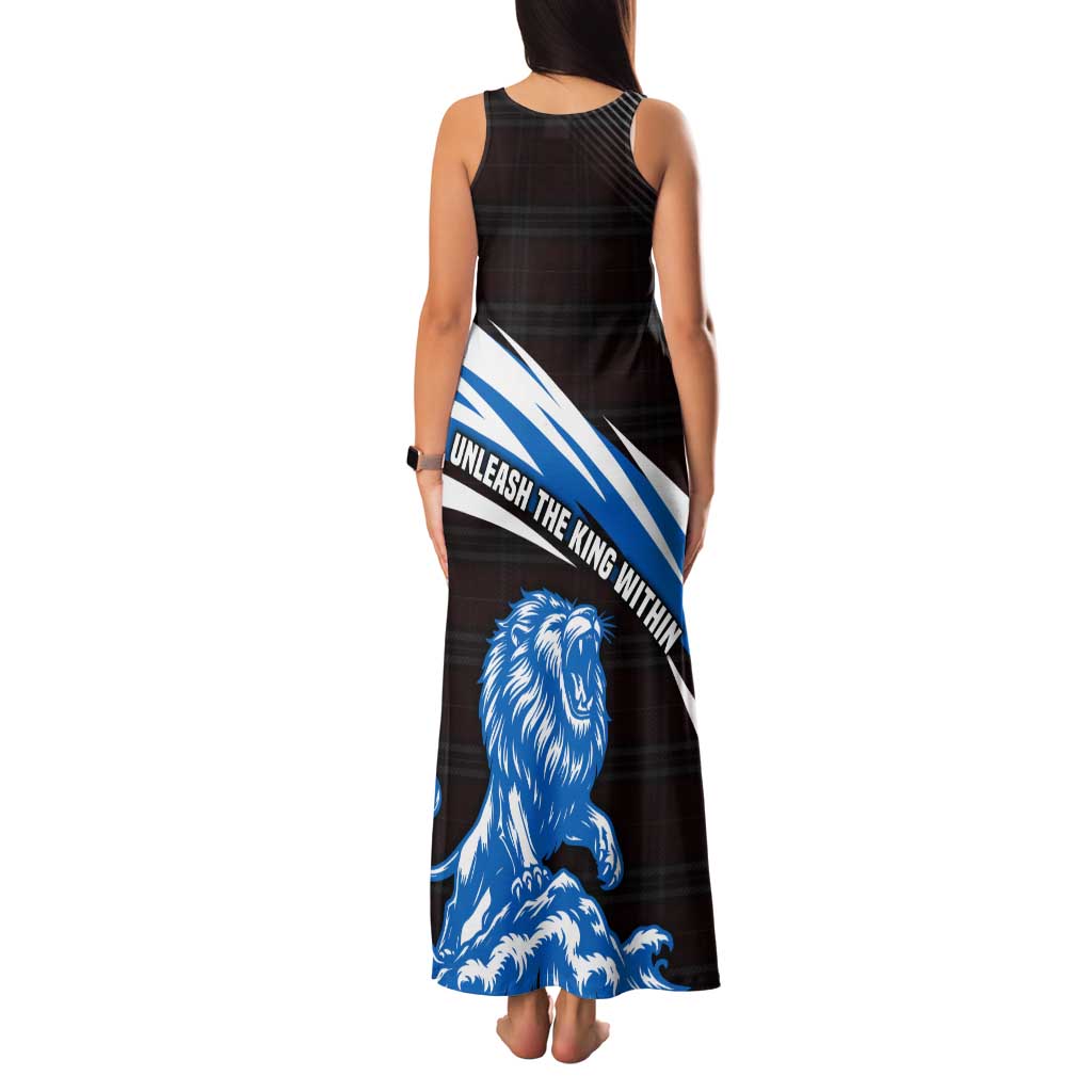 Scotland Lion Family Matching Tank Maxi Dress and Hawaiian Shirt with Blue and White Saltire and Tartan Pattern - Wonder Print Shop