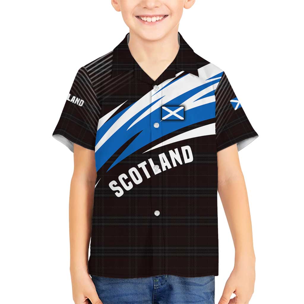 Scotland Lion Family Matching Tank Maxi Dress and Hawaiian Shirt with Blue and White Saltire and Tartan Pattern - Wonder Print Shop