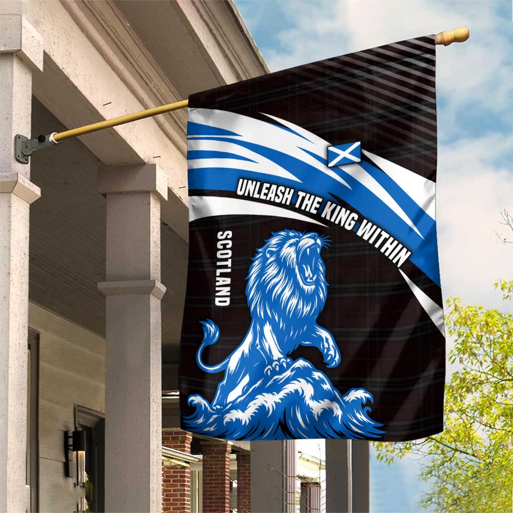 Scotland Lion Garden Flag with Blue and White Saltire and Tartan Pattern - Wonder Print Shop