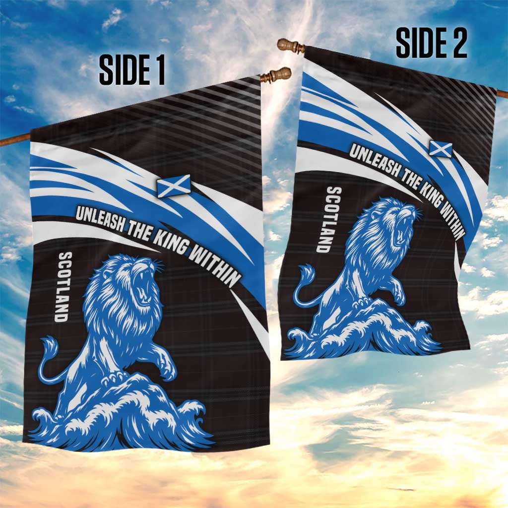 Scotland Lion Garden Flag with Blue and White Saltire and Tartan Pattern - Wonder Print Shop