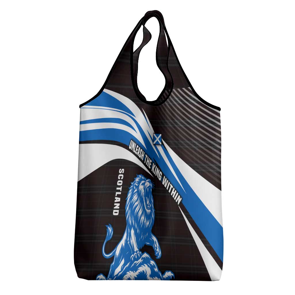 Scotland Lion Grocery Bag with Blue and White Saltire and Tartan Pattern - Wonder Print Shop