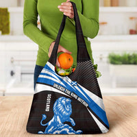 Scotland Lion Grocery Bag with Blue and White Saltire and Tartan Pattern - Wonder Print Shop