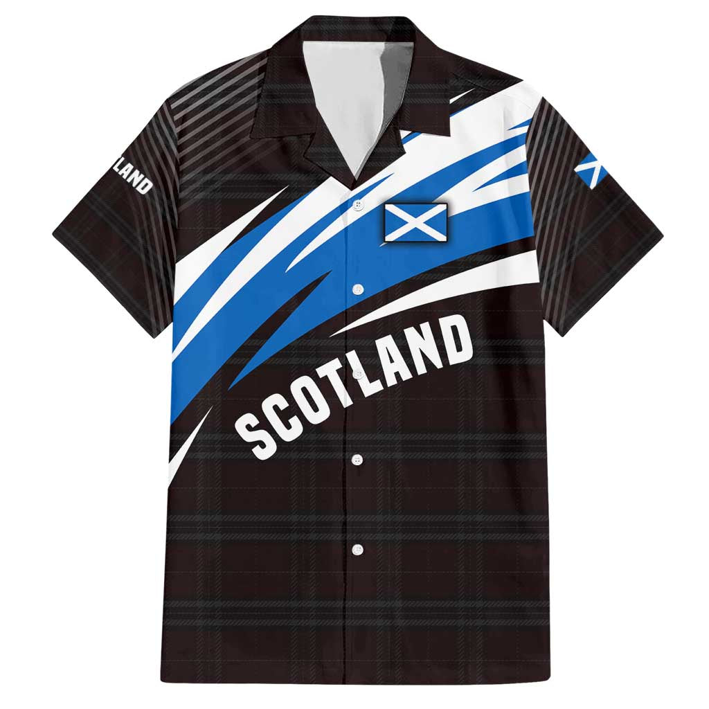 Scotland Lion Hawaiian Shirt with Blue and White Saltire and Tartan Pattern - Wonder Print Shop