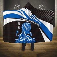 Scotland Lion Hooded Blanket with Blue and White Saltire and Tartan Pattern - Wonder Print Shop