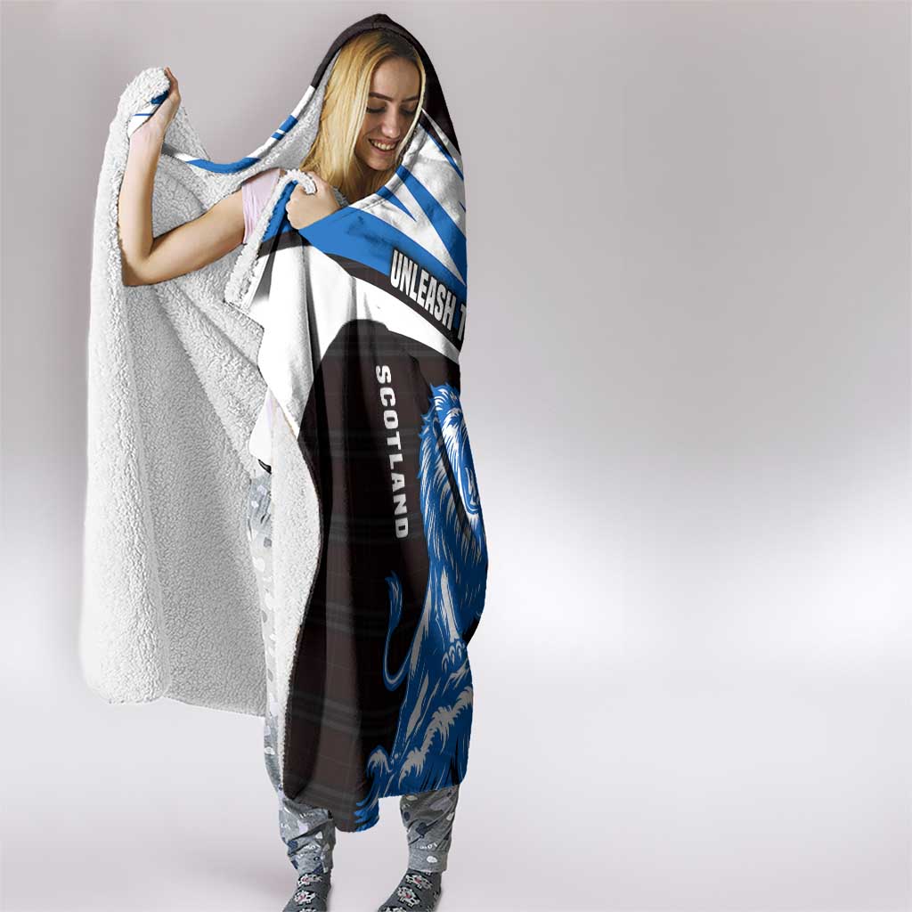 Scotland Lion Hooded Blanket with Blue and White Saltire and Tartan Pattern - Wonder Print Shop