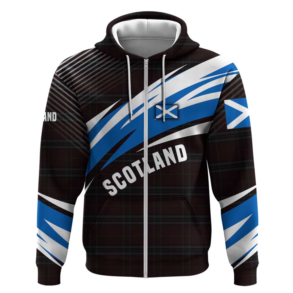 Scotland Lion Hoodie with Blue and White Saltire and Tartan Pattern - Wonder Print Shop