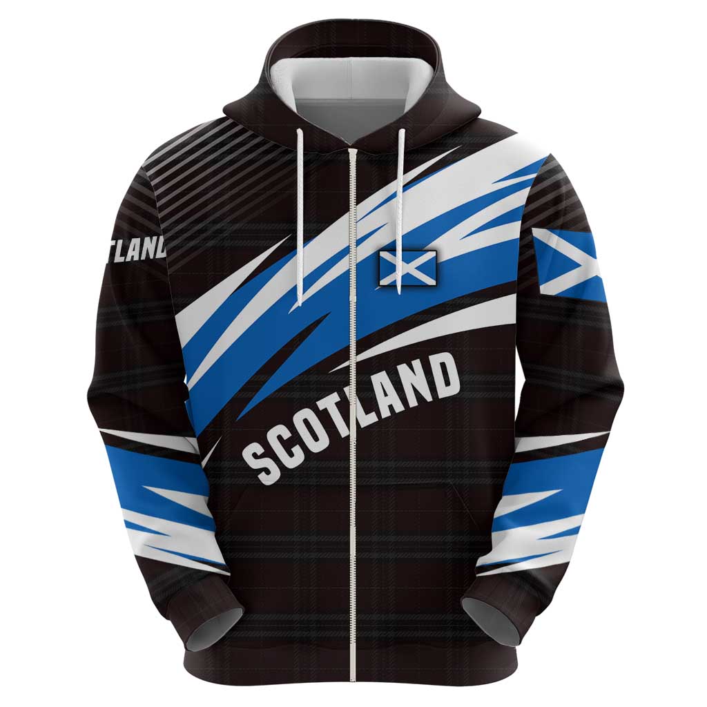 Scotland Lion Hoodie with Blue and White Saltire and Tartan Pattern - Wonder Print Shop